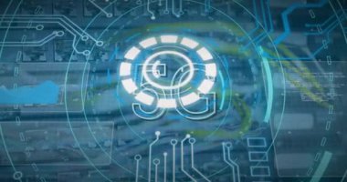 Animation of digital interface over server room. Global business, finances, data processing and digital interface concept digitally generated video.