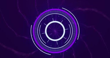 Animation of scan scoping over purple background. Global connections, data processing and digital interface concept digitally generated video.