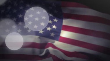 Animation of light spots over flag of usa. Patriotism and celebration concept digitally generated video.