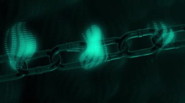 Animation of data processing over dark background. Global connections, data processing and digital interface concept digitally generated video.