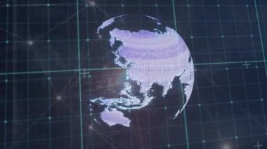 Animation of globe over network of connections. Global technology, computing and digital interface concept digitally generated video.