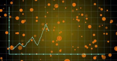Animation of graphs and coins on brown background. Network, finance, connections and technology concept digitally generated video.