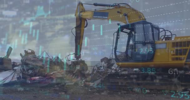 Animation Data Processing Excavator Global Science Connections Data Processing Digital — Stockvideo