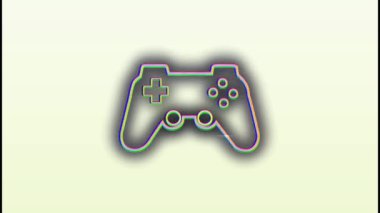 Animation of video game controller moving in loop over white background, copy space. Digitally generated, abstract, video game, control, push button and technology concept.