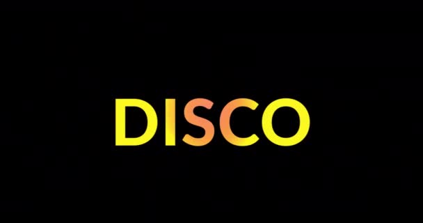 Κινούμενο Κείμενο Ντίσκο Μαύρο Φόντο Μουσική Πάρτυ Clubbing Και Disco — Αρχείο Βίντεο