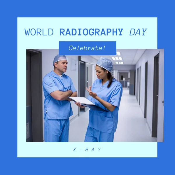 Composición Del Texto Del Día Mundial Radiografía Sobre Diversos Cirujanos —  Fotos de Stock