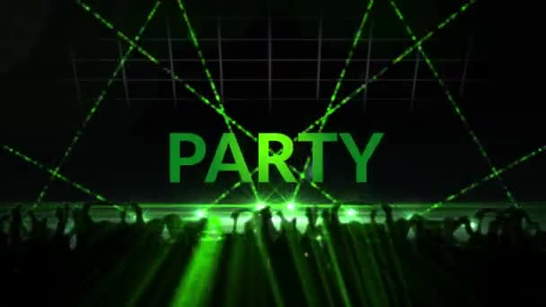 Animation Party Text Silhouettes Dancing People Lasers Music Party Clubbing — Stockvideo