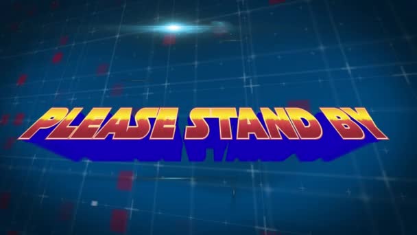 Animation Please Stand Blue Space Squares Lines Video Games Communication — Vídeo de Stock