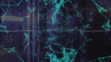 Animation of network of connections and graphs over servers. Global network, connections and technology concept digitally generated video.