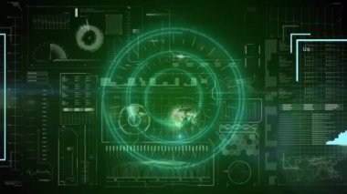 Animation of multiple changing profile icons over digital interface with data processing. Computer interface and business technology concept
