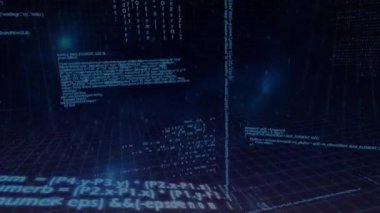 Animation of data processing over electricity poles at sunset. energy, electricity, data processing and technology concept digitally generated video.