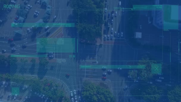 Animation Digital Interface Vehicles Moving City Street Digital Composite Artificial — Vídeo de stock