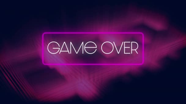 Animation Pink Neon Colored Game Text Digital Interface Video Game — Vídeo de stock