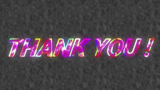 Animation Colorful Thank You Text Glowing Gray Background Copy Space — Stok video