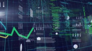 Digital unique video of various graphs representing financial figures and business data. Motion graphics, strategy, data, infographic, business.