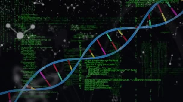 Animation Dna Molecular Structures Data Processing Black Background Medical Research — Stockvideo