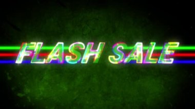 Animation of colorful flash sale text with lines glowing over green background, copy space. Digitally generated, advertisement, shopping, retail, banner, business and commercial sign concept.