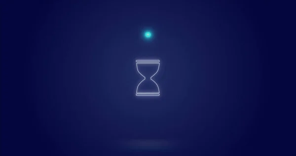 Image Processing Circle Hourglass Navy Background Tech Symbols Loading Technology — Stock Fotó