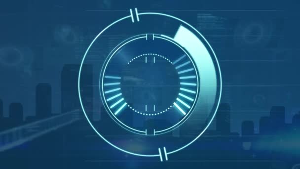 Animation Scope Scanning Data Processing Blue Background Digital Interface Technology — Stockvideo