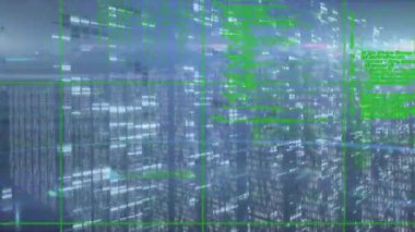 Animation of data processing over computer servers. Global computing and data processing concept digitally generated video.