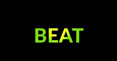 Animation of beat text on black background. Music, party, clubbing and disco concept digitally generated video.