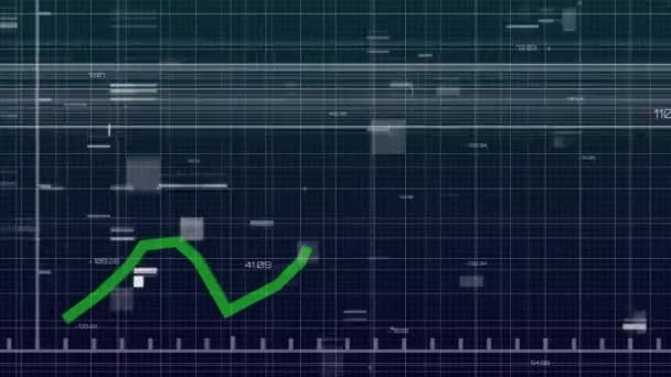 Digital Unique Glitch Video Green Line Graph Representing Business Growth — Video