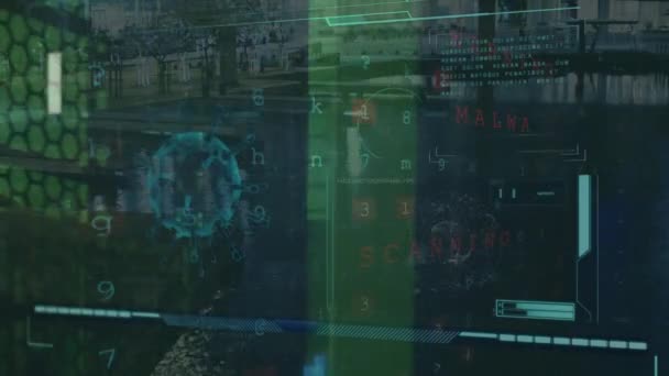 Animation Digital Screen Virus Binary Code Malware Warning Computers Computers — ストック動画
