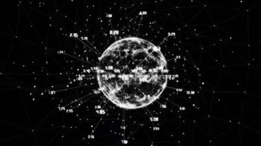 Animation of digital screen with globe made of connections and 6g. Global computers, network, data and technology concept digitally generated video.