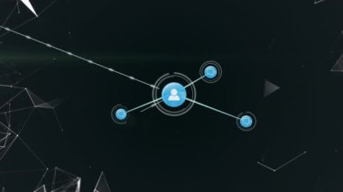 Animation of network of connections over light spots. Global business and digital interface concept digitally generated video.