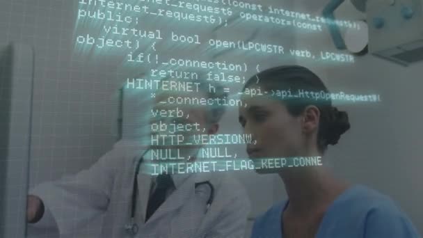 Langage Programmation Informatique Boucle Sur Les Médecins Caucasiens Discutant Des — Video