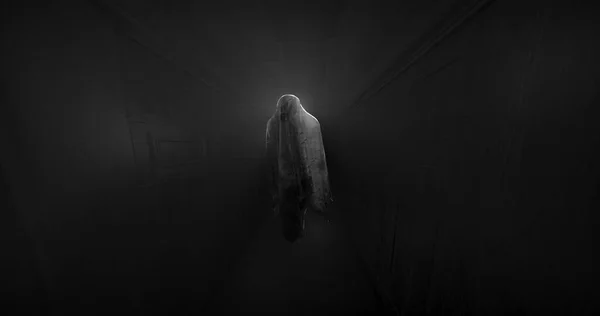 Image Moving Ghost Buildings Black Background Halloween Ghosts Concept Digitally — Zdjęcie stockowe