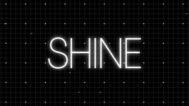Animation of shine text in white over white dot grid processing data on black background. Global communication network, digital interface and social media concept digitally generated video.