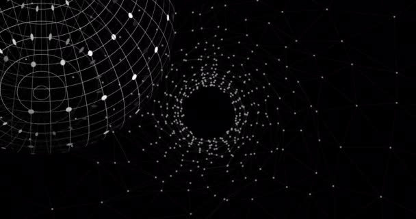 Animation Globe Connections Black Digital Space Global Computers Network Data — ストック動画