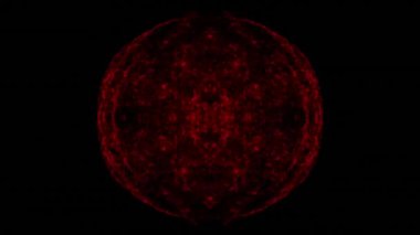 Animation of red dots over green and yellow circles moving on black background. Animation of red dots over green and yellow circles moving on black background.