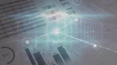 Animation of digital data processing and networks of connections over computer servers. Global computing, data processing, networks and connections concept digitally generated video.