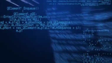 Animation of data processing on navy digital screen. Computers, network, data processing and technology concept digitally generated video.