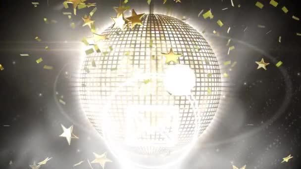 Animation Envelope Icon Disco Ball Confetti Black Background New Year — 图库视频影像