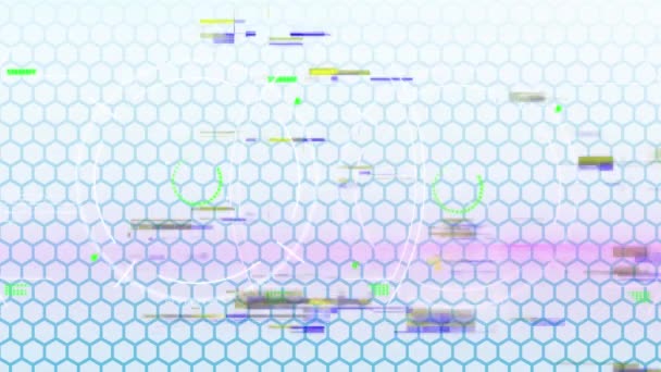 Animation Hud Processing Blue Hexagon Patterned Digital Interface Glitch Digital — Wideo stockowe