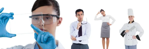 Multiple People Different Professions Copy Space White Background People Emotions — Foto de Stock
