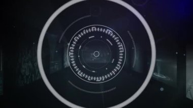 Animation of scanner processing data over communication network and interface screens. Global communication, research, medical services, data and digital interface concept digitally generated video.