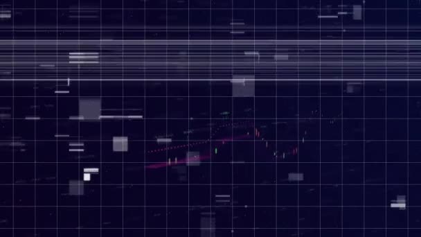 Digital Unique Glitch Video Graph Representing Financial Data Motion Graphics — Vídeo de Stock