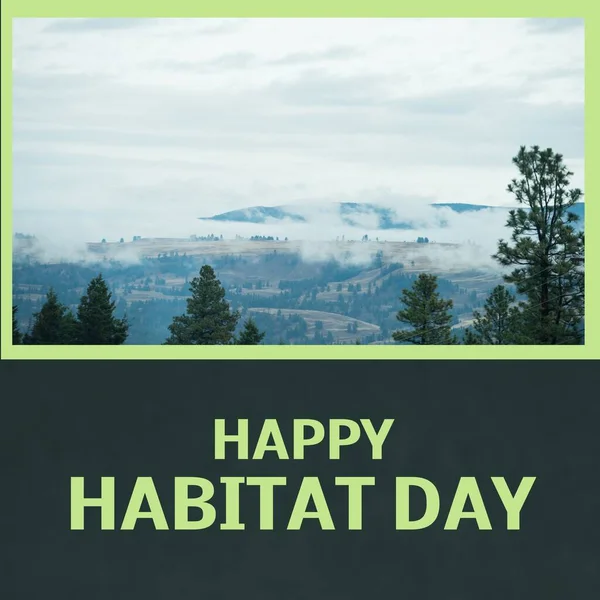 Composition Happy Habitat Day Text Landscape Habitat Day Celebration Concept — Photo