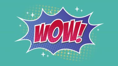 Animation of 5 comic option texts on different backgrounds. social media, comic and communication concept digitally generated video.