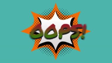 Animation of 5 comic option texts on different backgrounds. social media, comic and communication concept digitally generated video.