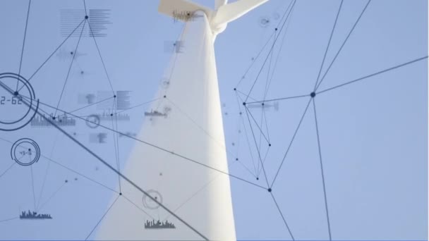 Animation Network Connections Data Processing Male Architect Standing Windmill Global — Vídeo de stock