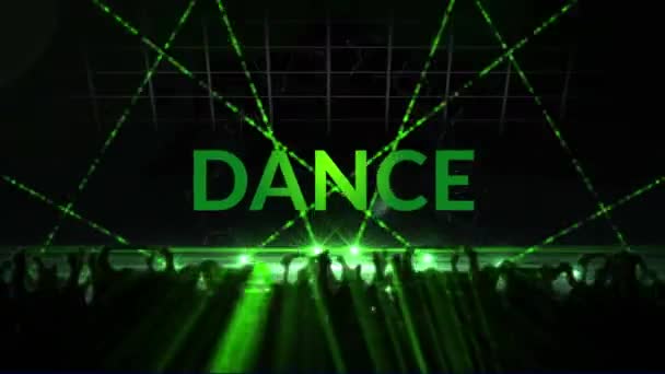 Animation Dance Text Silhouettes Dancing Peoples Lasers Music Party Clubbing — Stockvideo