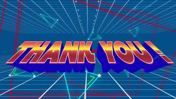 Animation Thank You Blue Space Lines Triangles Video Games Communication — Stockvideo
