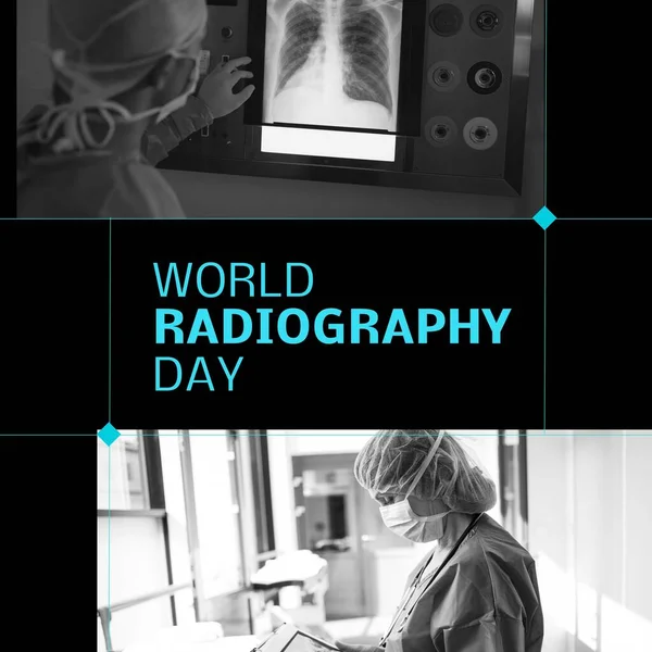 Composición Del Texto Del Día Mundial Radiografía Con Diversos Médicos —  Fotos de Stock