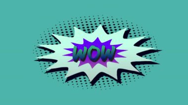 Animation of 5 comic option texts on different backgrounds. social media, comic and communication concept digitally generated video.