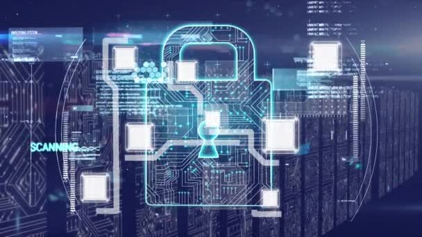 Animation Data Processing Digital Padlock Integrated Circuit Navy Space Computers — Vídeos de Stock